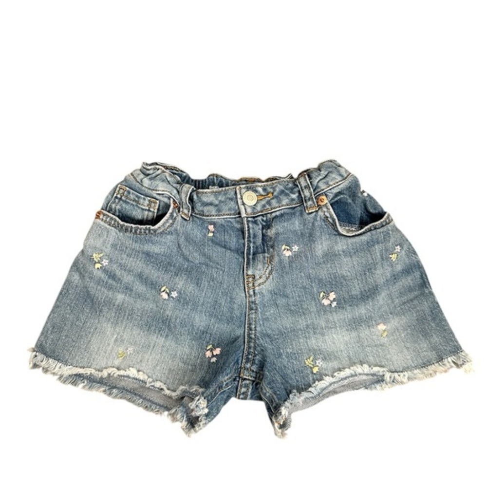 Cat & Jack Blue Jean Shorts with Floral Accents